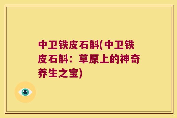 中卫铁皮石斛(中卫铁皮石斛：草原上的神奇养生之宝)