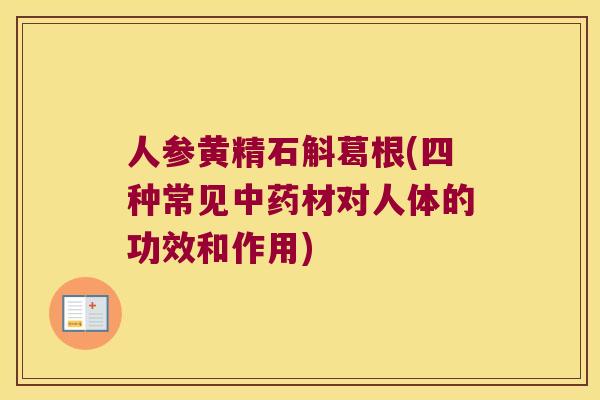 人参黄精石斛葛根(四种常见中药材对人体的功效和作用)