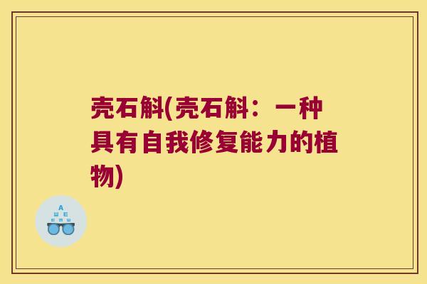 壳石斛(壳石斛：一种具有自我修复能力的植物)