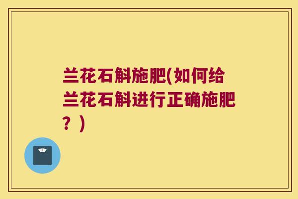 兰花石斛施肥(如何给兰花石斛进行正确施肥？)