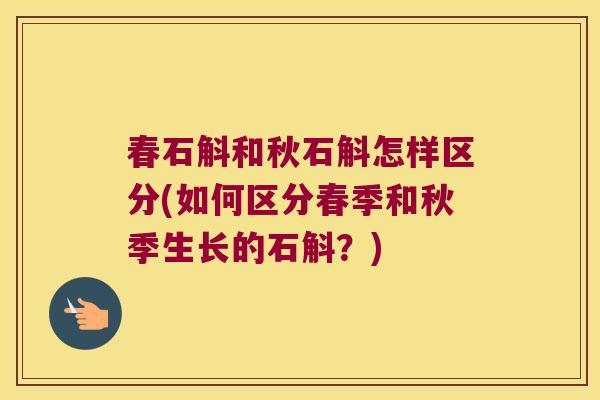 春石斛和秋石斛怎样区分(如何区分春季和秋季生长的石斛？)