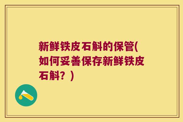 新鲜铁皮石斛的保管(如何妥善保存新鲜铁皮石斛？)