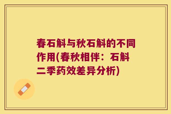 春石斛与秋石斛的不同作用(春秋相伴：石斛二季差异分析)