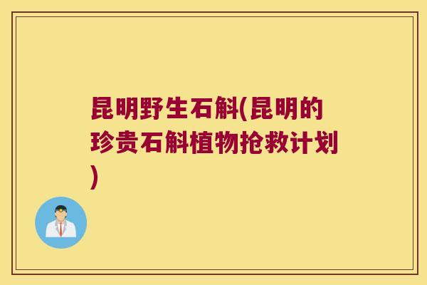 昆明野生石斛(昆明的珍贵石斛植物抢救计划)