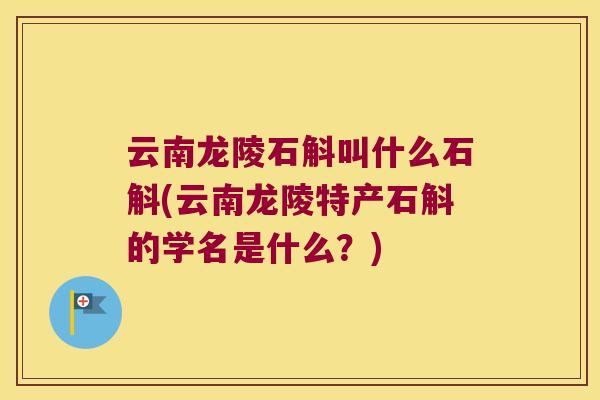 云南龙陵石斛叫什么石斛(云南龙陵特产石斛的学名是什么？)
