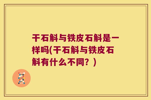 干石斛与铁皮石斛是一样吗(干石斛与铁皮石斛有什么不同？)