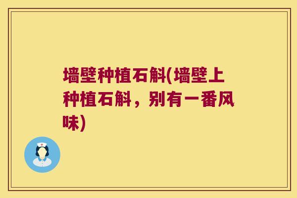 墙壁种植石斛(墙壁上种植石斛，别有一番风味)