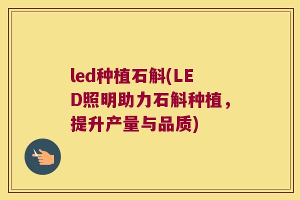 led种植石斛(LED照明助力石斛种植，提升产量与品质)