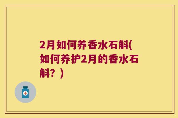 2月如何养香水石斛(如何养护2月的香水石斛？)
