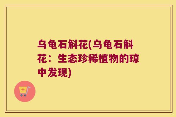 乌龟石斛花(乌龟石斛花：生态珍稀植物的琼中发现)