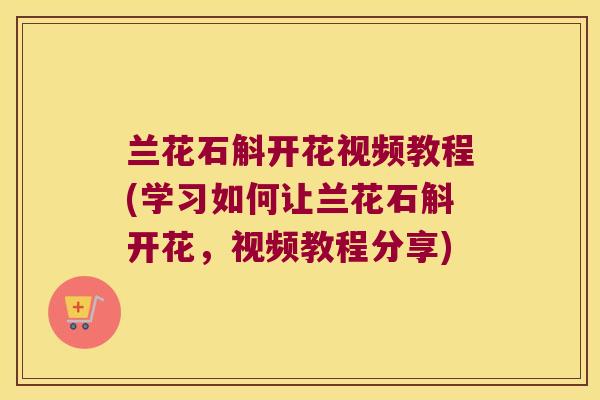 兰花石斛开花视频教程(学习如何让兰花石斛开花，视频教程分享)