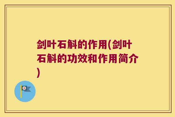 剑叶石斛的作用(剑叶石斛的功效和作用简介)