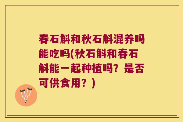 春石斛和秋石斛混养吗能吃吗(秋石斛和春石斛能一起种植吗？是否可供食用？)