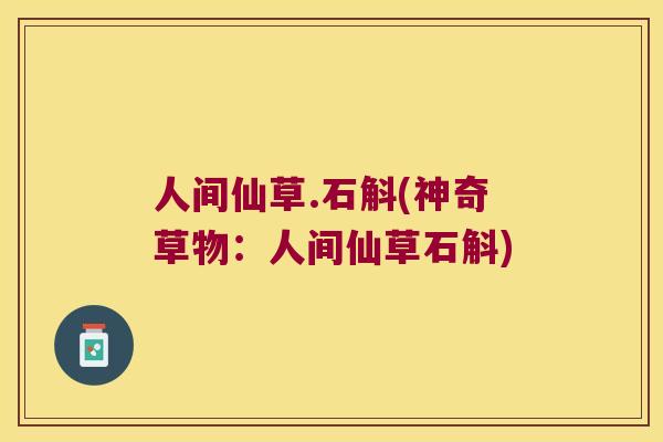 人间仙草.石斛(神奇草物：人间仙草石斛)