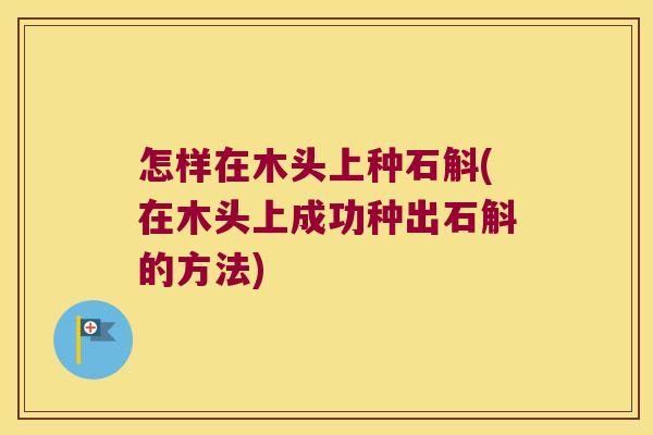 怎样在木头上种石斛(在木头上成功种出石斛的方法)