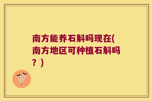 南方能养石斛吗现在(南方地区可种植石斛吗？)