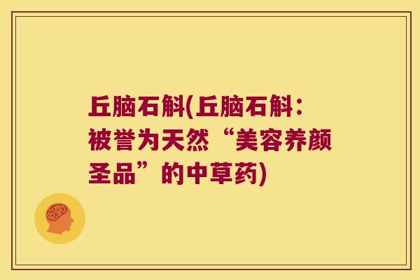 丘脑石斛(丘脑石斛：被誉为天然“美容养颜圣品”的中草药)