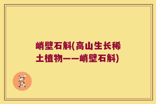 峭壁石斛(高山生长稀土植物——峭壁石斛) 峭壁石斛(高山生长稀土植物——峭壁石斛)