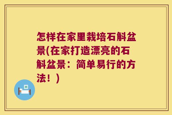 怎样在家里栽培石斛盆景(在家打造漂亮的石斛盆景：简单易行的方法！)