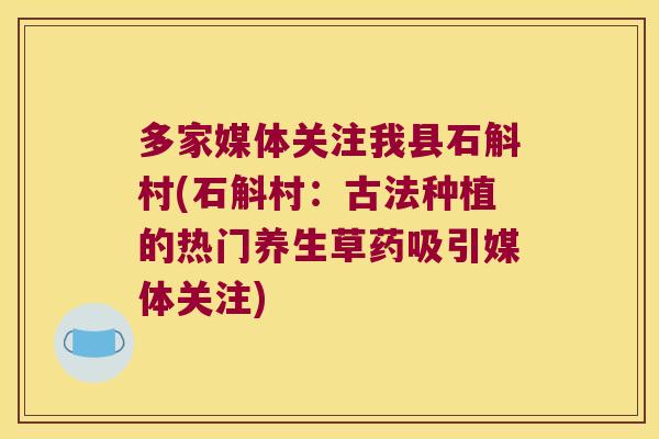 多家媒体关注我县石斛村(石斛村：古法种植的热门养生草药吸引媒体关注)