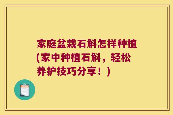 家庭盆栽石斛怎样种植(家中种植石斛，轻松养护技巧分享！)