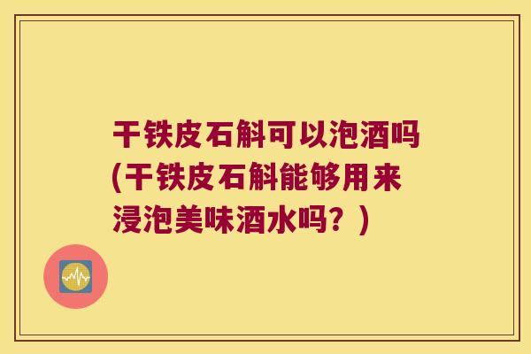 干铁皮石斛可以泡酒吗(干铁皮石斛能够用来浸泡美味酒水吗？)