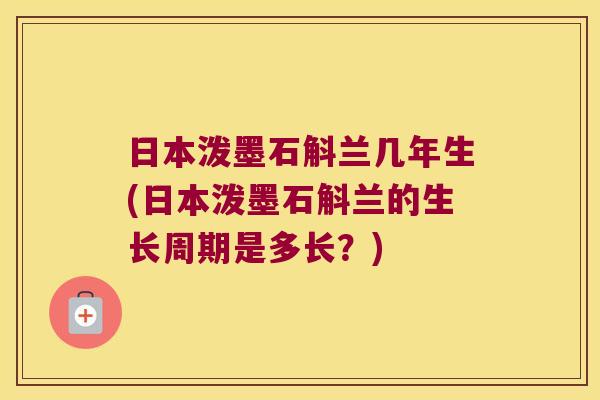 日本泼墨石斛兰几年生(日本泼墨石斛兰的生长周期是多长？)