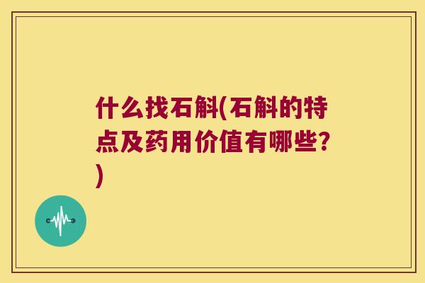 什么找石斛(石斛的特点及药用价值有哪些？)