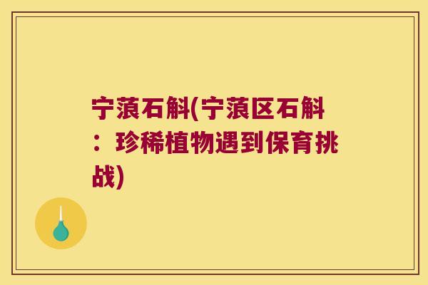 宁蒗石斛(宁蒗区石斛：珍稀植物遇到保育挑战)