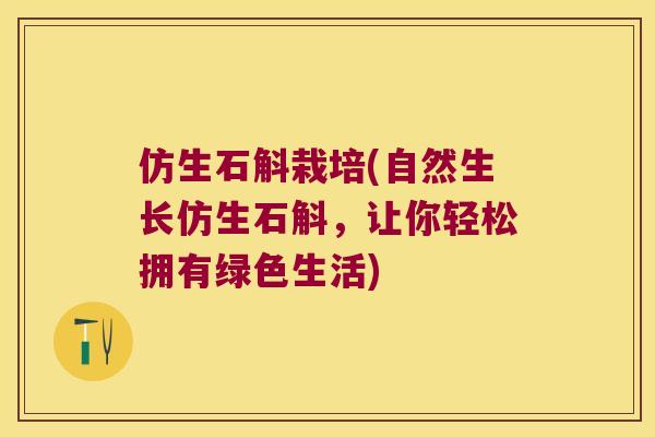 仿生石斛栽培(自然生长仿生石斛，让你轻松拥有绿色生活)