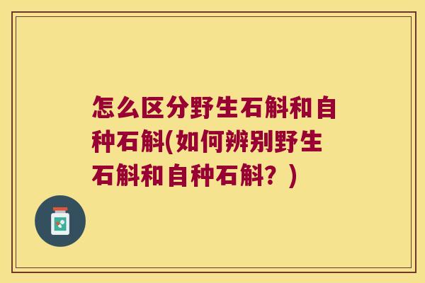 怎么区分野生石斛和自种石斛(如何辨别野生石斛和自种石斛？)