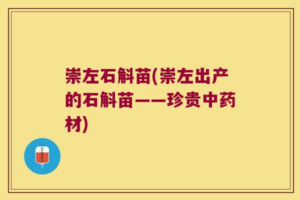 崇左石斛苗(崇左出产的石斛苗——珍贵中药材)