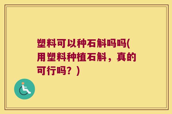 塑料可以种石斛吗吗(用塑料种植石斛，真的可行吗？)