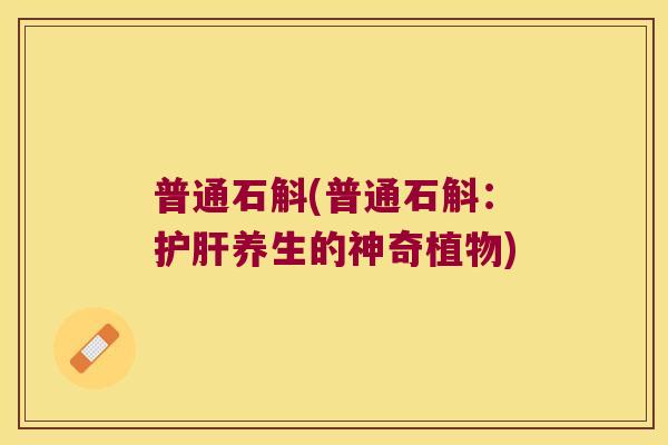 普通石斛(普通石斛：护肝养生的神奇植物)