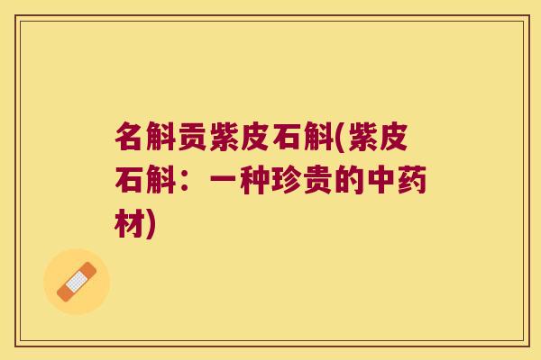 名斛贡紫皮石斛(紫皮石斛：一种珍贵的中药材)