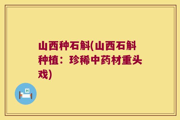 山西种石斛(山西石斛种植：珍稀中药材重头戏)