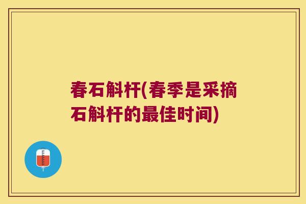 春石斛杆(春季是采摘石斛杆的佳时间)
