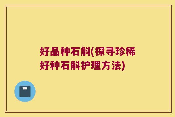好品种石斛(探寻珍稀好种石斛护理方法)