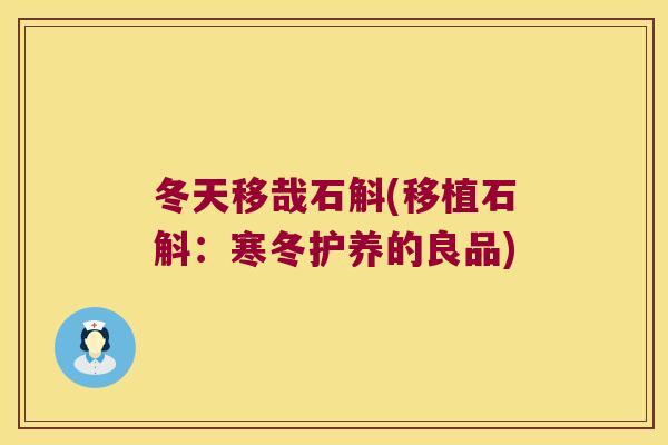 冬天移哉石斛(移植石斛：寒冬护养的良品)