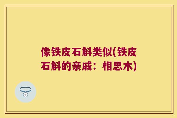 像铁皮石斛类似(铁皮石斛的亲戚：相思木)