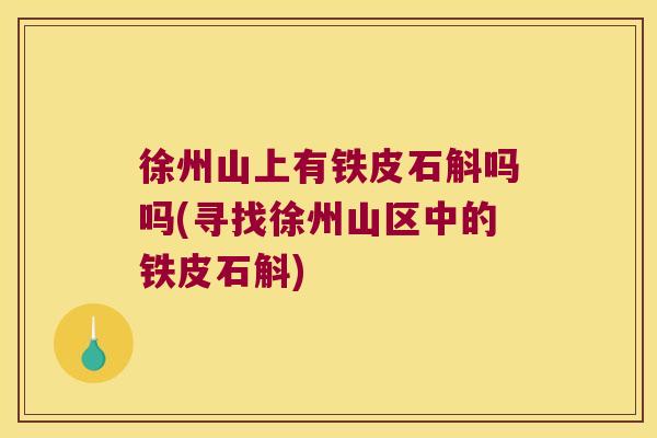 徐州山上有铁皮石斛吗吗(寻找徐州山区中的铁皮石斛)