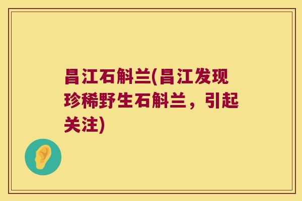 昌江石斛兰(昌江发现珍稀野生石斛兰，引起关注)