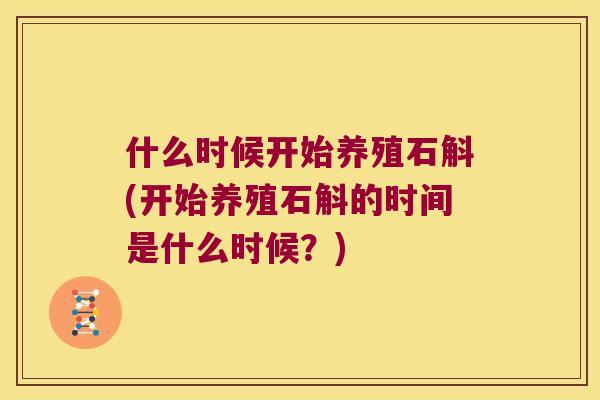 什么时候开始养殖石斛(开始养殖石斛的时间是什么时候？)