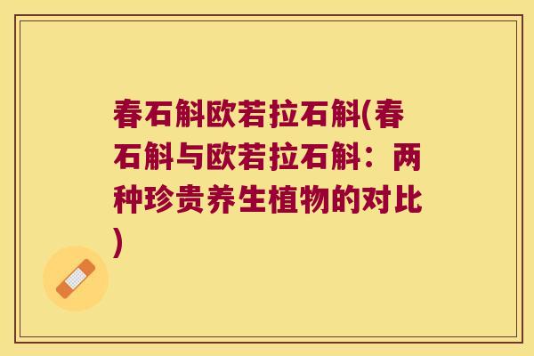 春石斛欧若拉石斛(春石斛与欧若拉石斛：两种珍贵养生植物的对比)