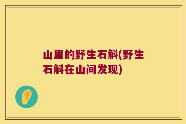 山里的野生石斛(野生石斛在山间发现)