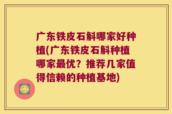 广东铁皮石斛哪家好种植(广东铁皮石斛种植哪家最优？推荐几家值得信赖的种植基地)