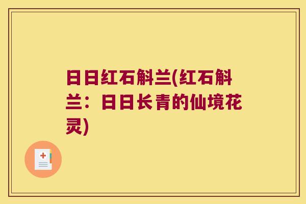 日日红石斛兰(红石斛兰：日日长青的仙境花灵)