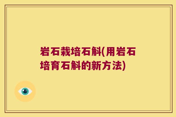 岩石栽培石斛(用岩石培育石斛的新方法)
