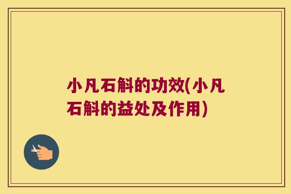 小凡石斛的功效(小凡石斛的益处及作用)