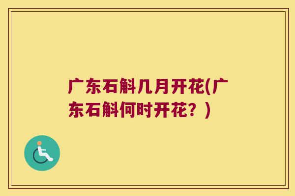 广东石斛几月开花(广东石斛何时开花？)